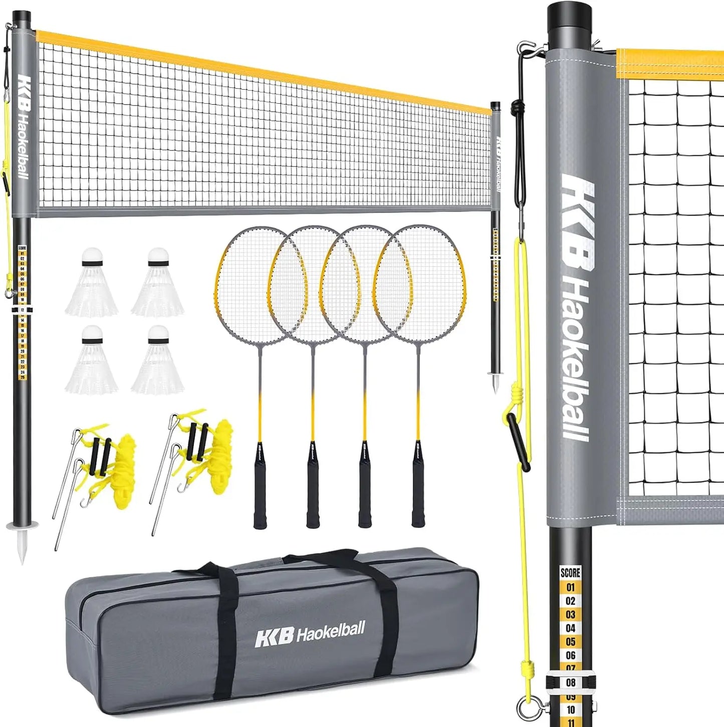Outdoor Badminton Net Set With Anti Sag Winch And Carry Bag
