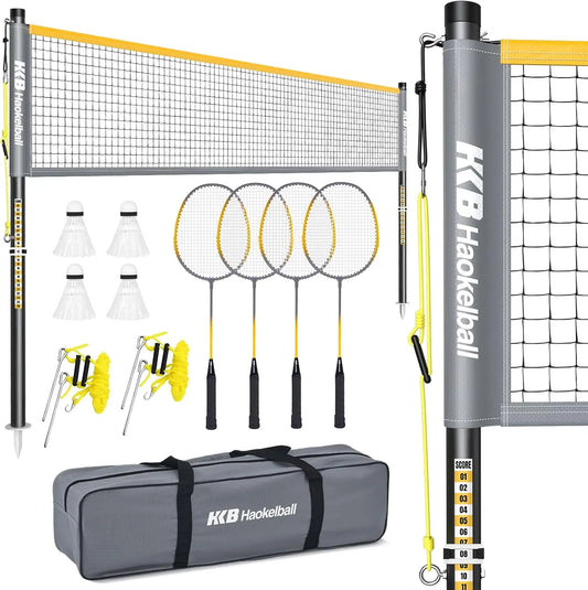 Outdoor Badminton Net Set With Anti Sag Winch And Carry Bag