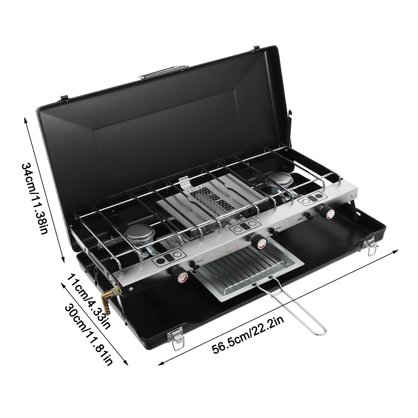 NONE Portable Camping Stove With Griddle 3 Burner Propane