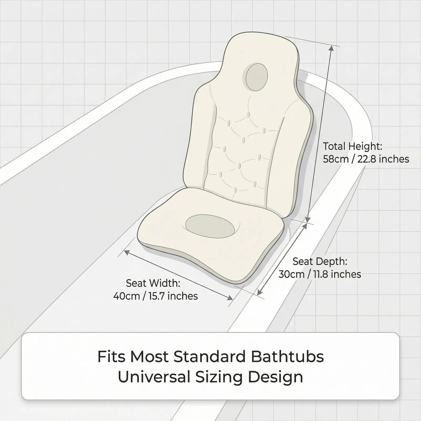 Bath Pillow Full Body Spa Cushion For Tub Anti Slip