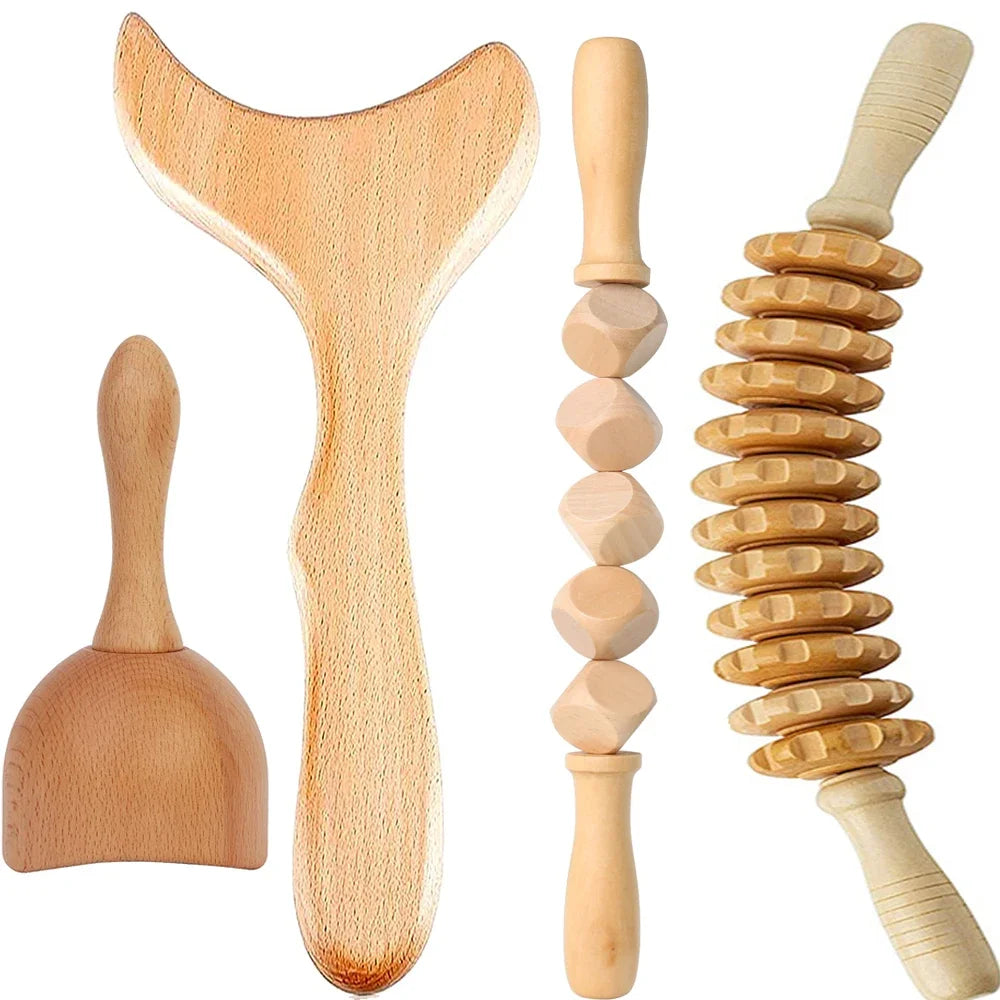 Jecaliz Wooden Massager Lymphatic Drainage Guasha Roller