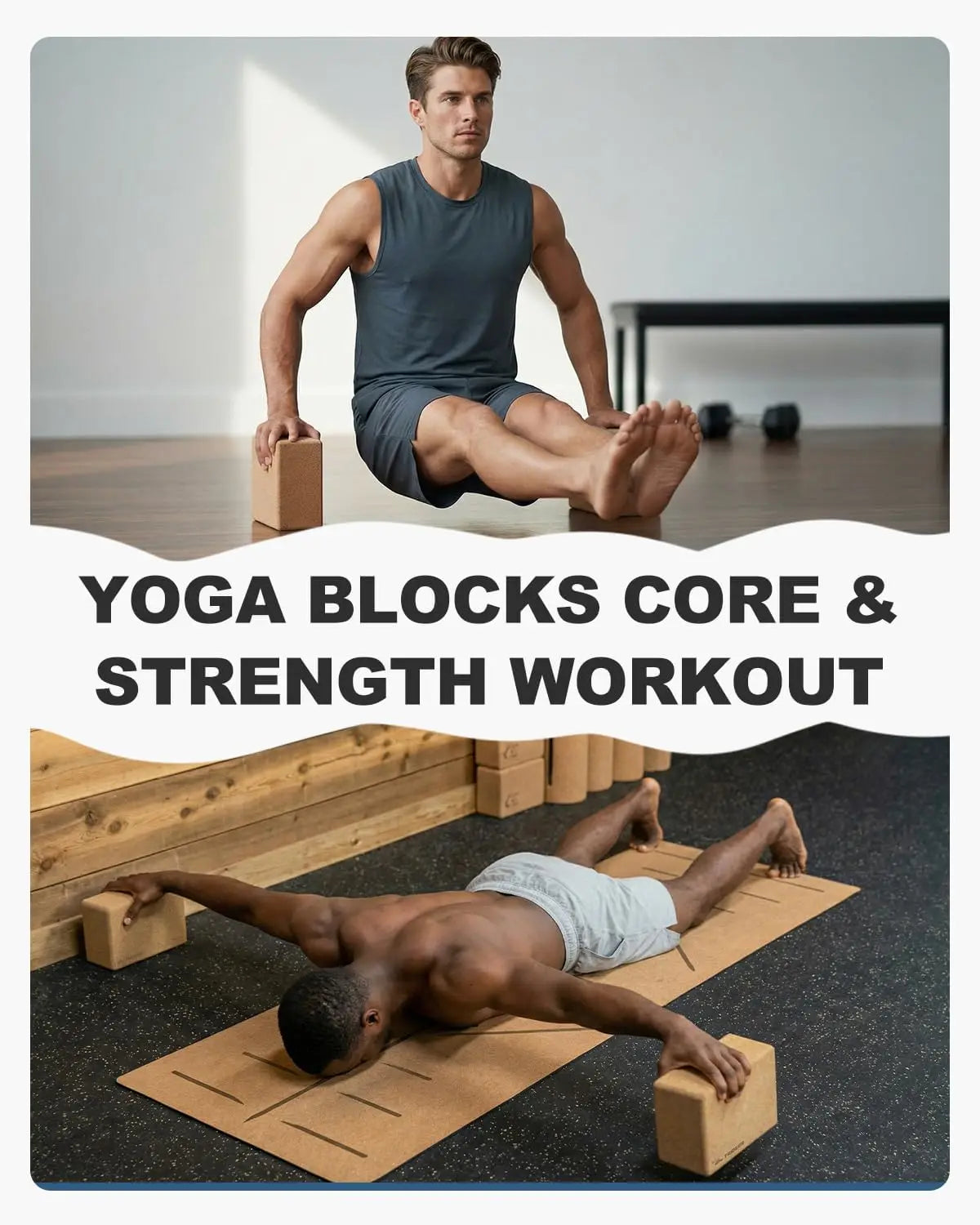 Natural Cork Yoga Blocks 2 Pack Non Slip Eco Friendly