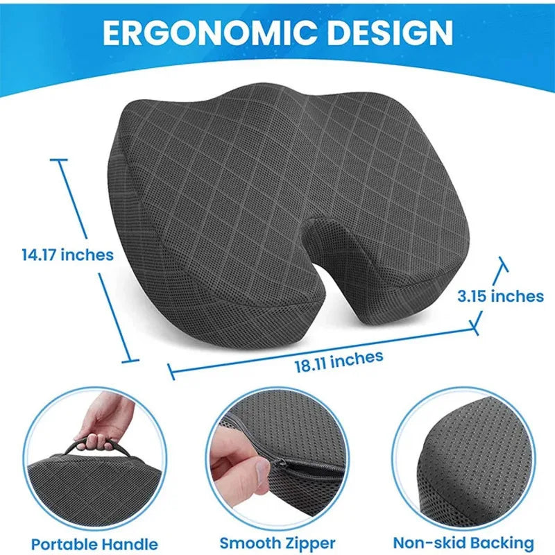 Memory Foam Office Chair Seat Cushion Non Slip Back Relief