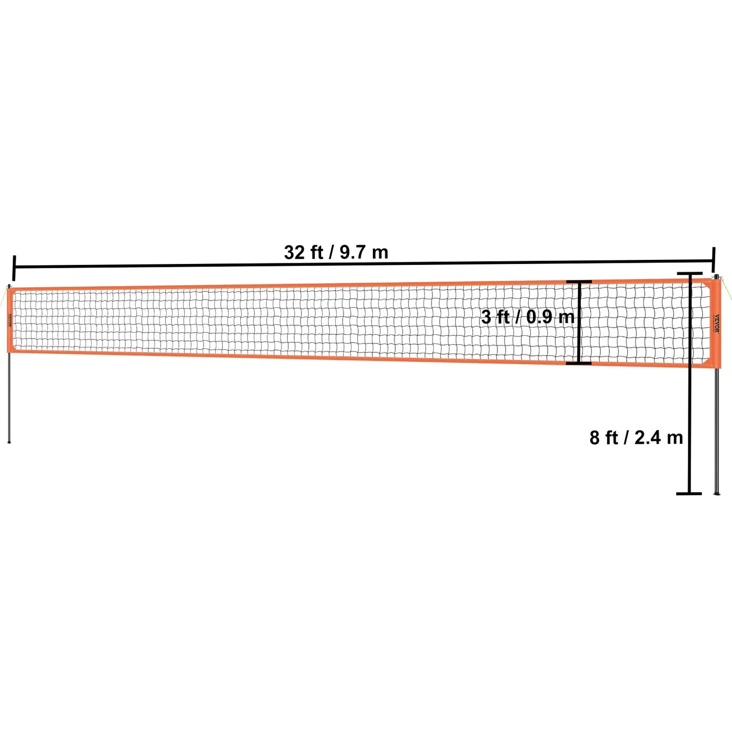 SucceBuy Outdoor Volleyball Net System with Adjustable Poles