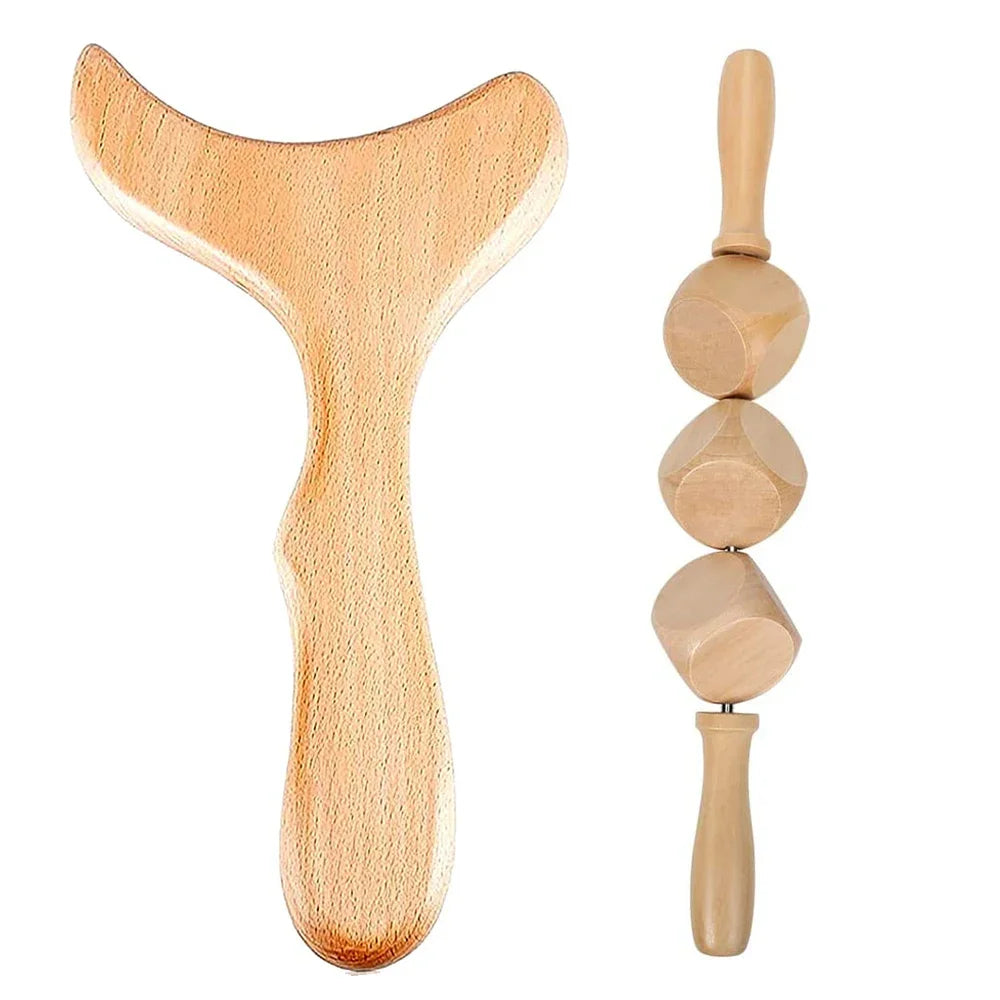 Jecaliz Wooden Massager Lymphatic Drainage Guasha Roller
