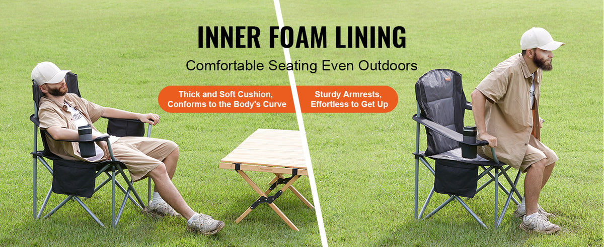 VEVOR Portable Folding Camping Chair With Lumbar Support
