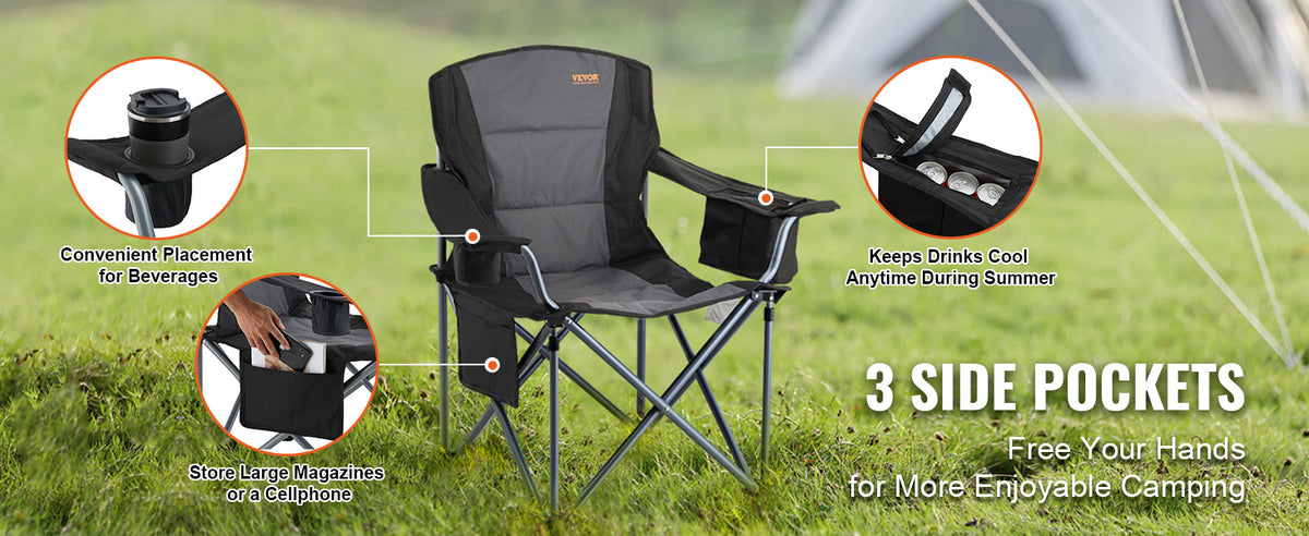 VEVOR Portable Folding Camping Chair With Lumbar Support