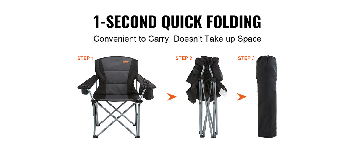 VEVOR Portable Folding Camping Chair With Lumbar Support